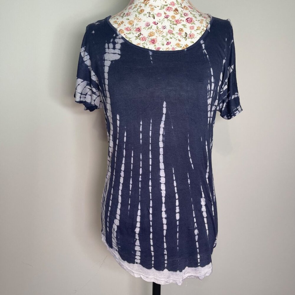 Tie-Dye Navy Short-Sleeve Top By Raya Sun  M